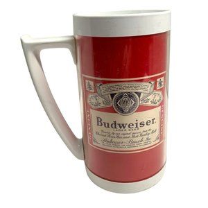 Thermo Serv Westbend Budweiser Red Stein Mug Plastic Insulated Tall